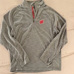 Wisconsin Badgers Levelwear Jacket Men L 1/4 Zip Pullover Gray Golf